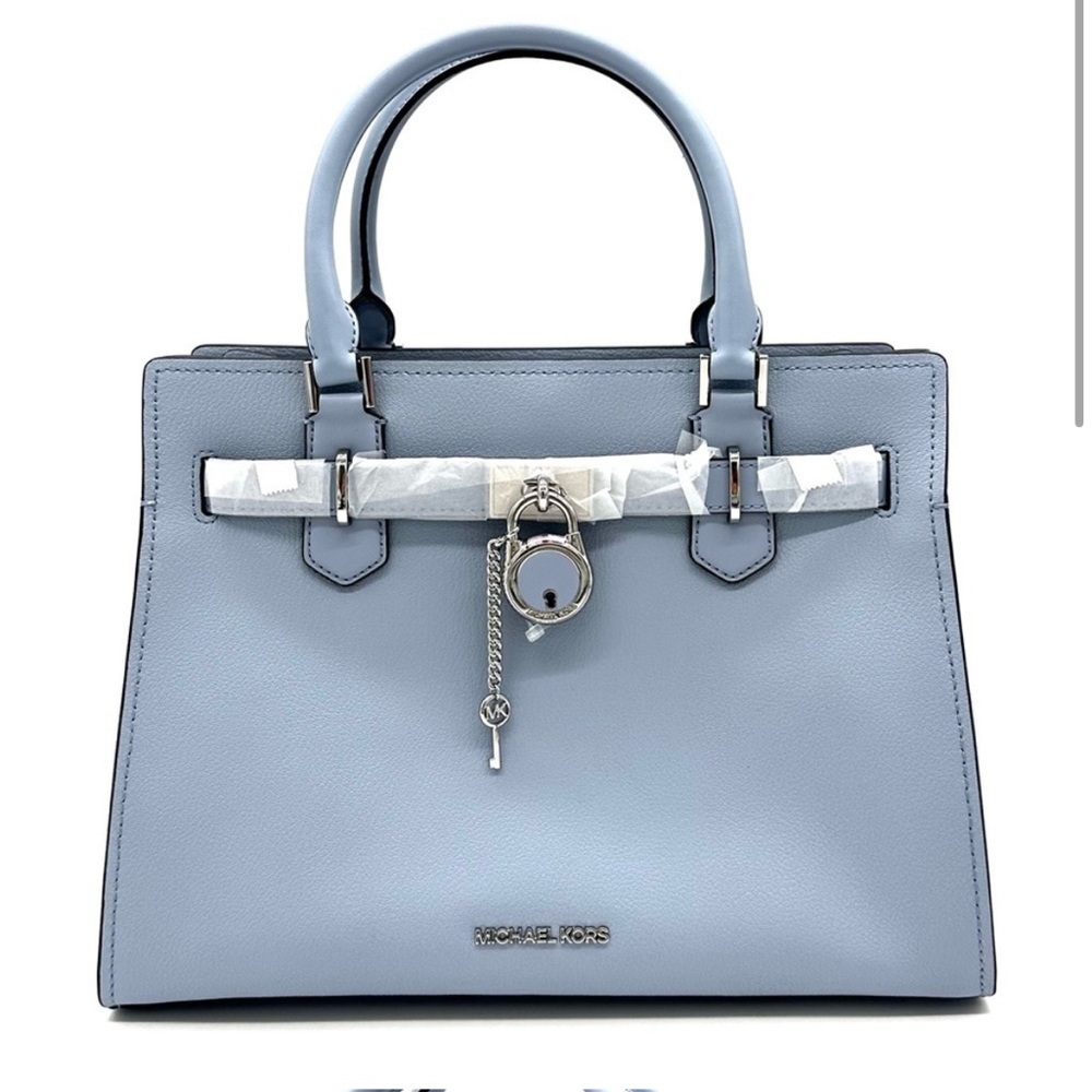 Michael Kors Hamilton Medium Satchel Purse - Light Blue